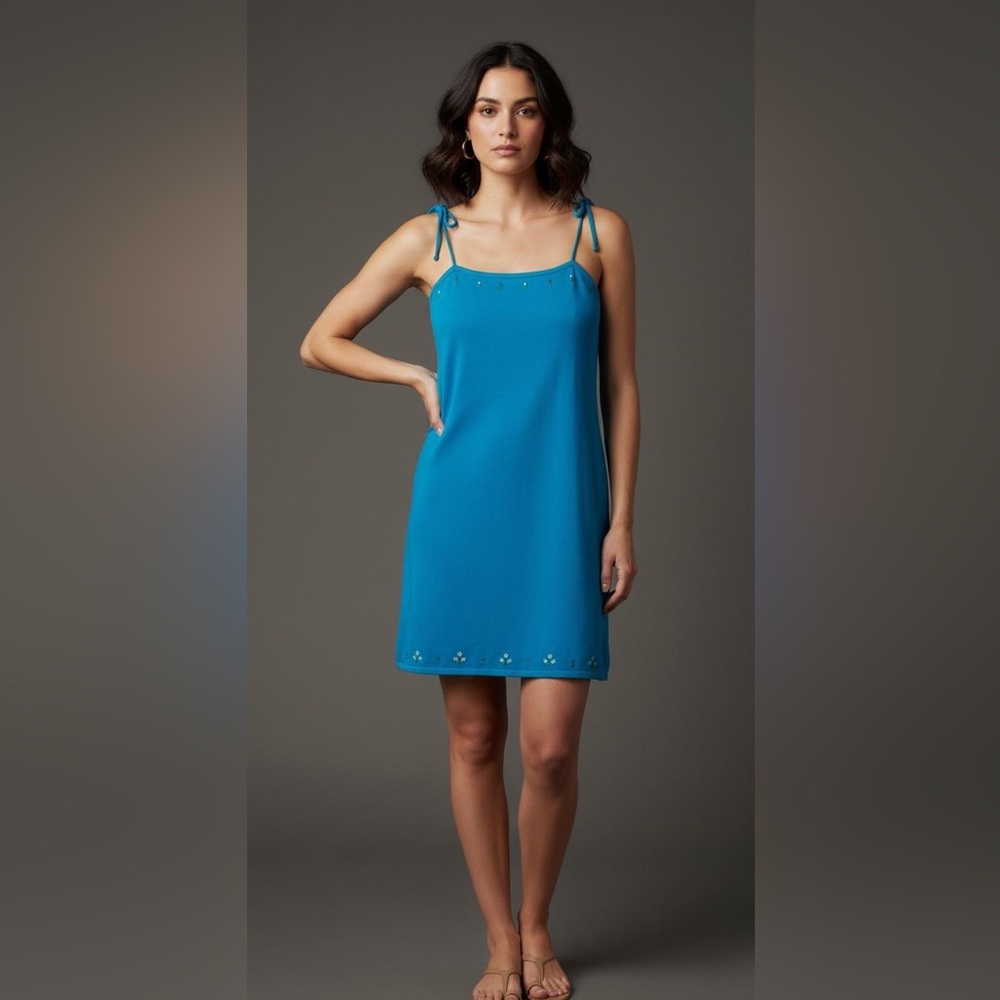 Polo by Ralph Lauren Blue Dress with Embroidery VINTAGE A16